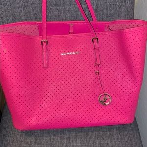 Michael Kors Hot Pink Perforated Tote